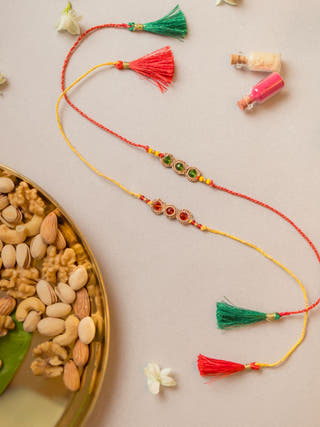 Jewelled Chain Crochet Rakhi (Set Of 2)