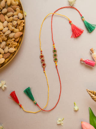 Jewelled Chain Crochet Rakhi (Set Of 2)