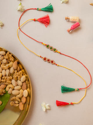 Jewelled Chain Crochet Rakhi (Set Of 2)