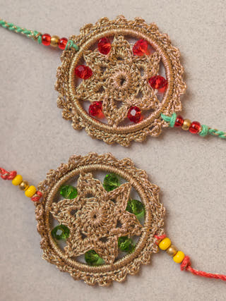 Heritage Flower Crochet Rakhi (Set Of 2)