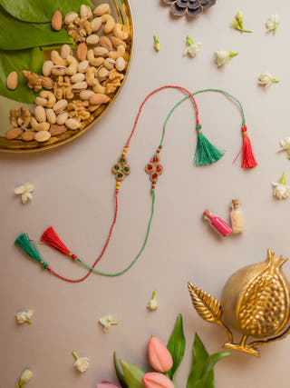 Jewelled Diamond Crochet Rakhi (Set Of 2)
