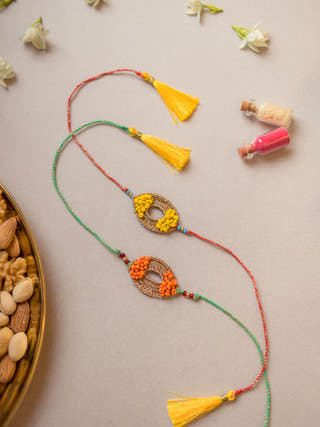 Sunshine Crochet Rakhi (Set Of 2)
