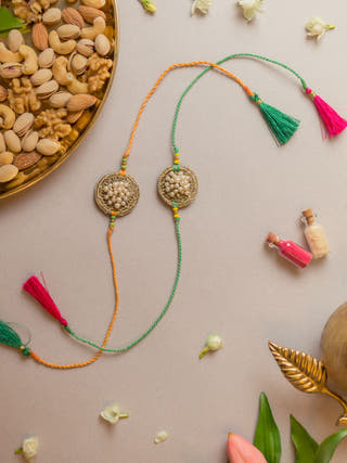 Pearl Knot Crochet Rakhi (Set Of 2)