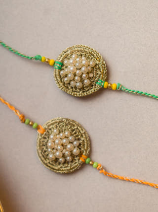 Pearl Knot Crochet Rakhi (Set Of 2)