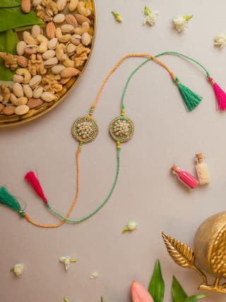 Pearl Knot Crochet Rakhi (Set Of 2)