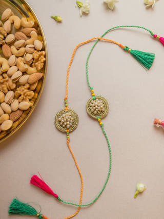 Pearl Knot Crochet Rakhi (Set Of 2)
