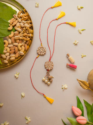 Celestial Crochet Rakhi & Lumba Set (Set Of 2)