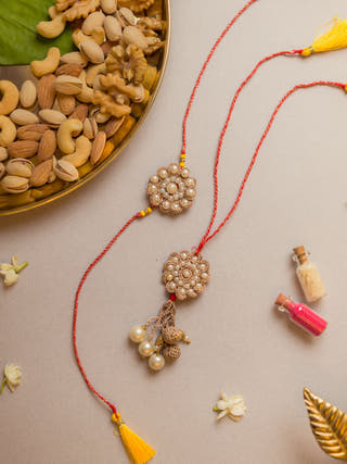 Celestial Crochet Rakhi & Lumba Set (Set Of 2)