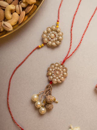 Celestial Crochet Rakhi & Lumba Set (Set Of 2)