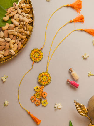 Soul Stich Crochet Rakhi & Lumba Set (Set Of 2)