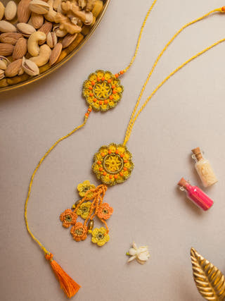 Soul Stich Crochet Rakhi & Lumba Set (Set Of 2)