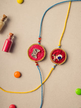 Digial Star Kids Crochet Rakhi (Set Of 2)