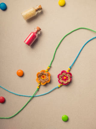 Tiny Mandala Crochet Rakhi Set (Set Of 2)