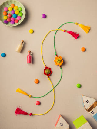 Stars Crochet Rakhi Set (Set Of 2)
