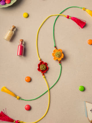 Stars Crochet Rakhi Set (Set Of 2)