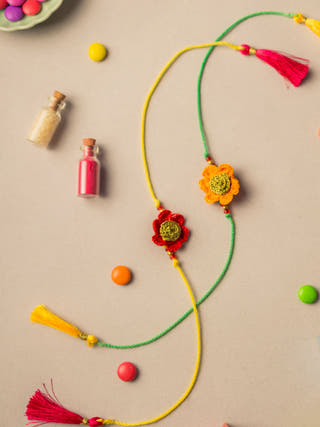 Stars Crochet Rakhi Set (Set Of 2)