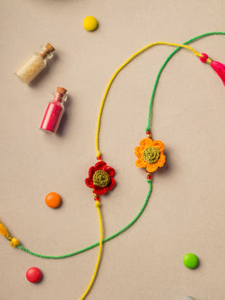 Stars Crochet Rakhi Set (Set Of 2)