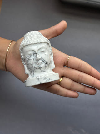 Howlite Buddha Face Hand Carved Crystal