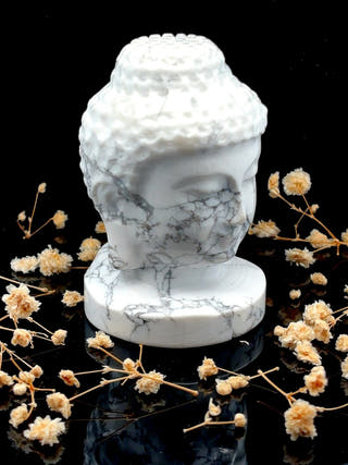 Howlite Buddha Face Hand Carved Crystal