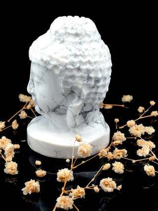 Howlite Buddha Face Hand Carved Crystal