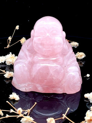 Rose Quartz Laughing Buddha
