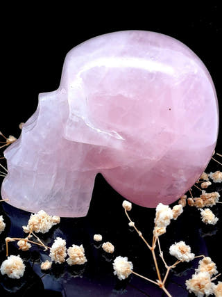 Rose Quartz Crystal Skull