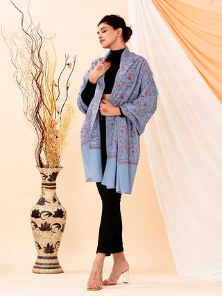 Powder Blue Grey Floral Stoles