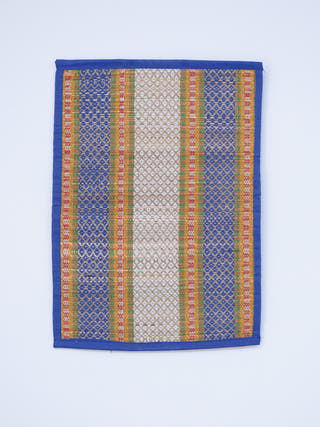 Handcrafted Madhurkathi Table Mat and Runner Blue Pratima Mat Industries