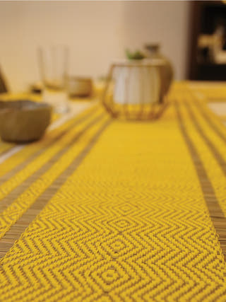 Handcrafted Madhurkathi set of Table Mat and Runner Golden Yellow Pratima Mat Industries