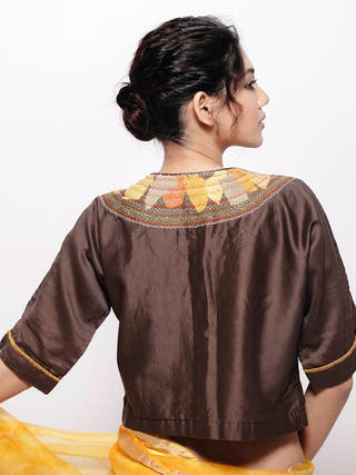 Yellow Tie and Dye Saree with  Crop Top Bihart Yellow & Deep Grey