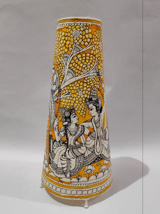 Julaan Leela Hand Painted Table Lamp - Yellow