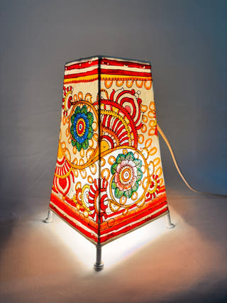 Floral Design Table Lamp - Multicolor