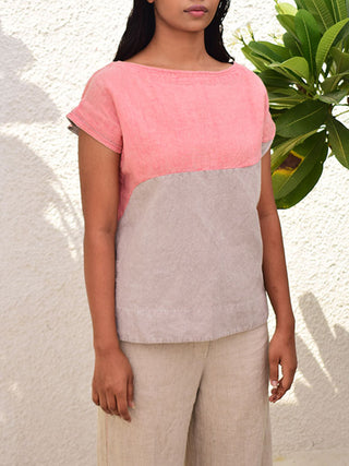 Linen Top Colour Block Sonica Sarna