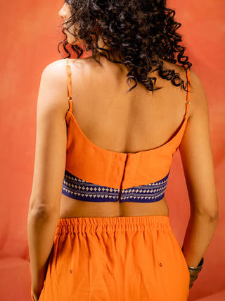 SAANJH Orange Spaghetti Blouse Orange Prathaa
