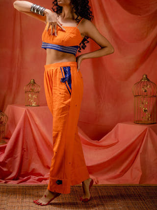 SAANJH Orange Spaghetti Blouse Orange Prathaa