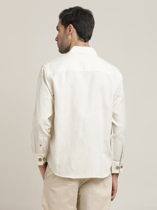 Cream Relaxed-Fit Shirt With Chinos Trousers Co-ord Set