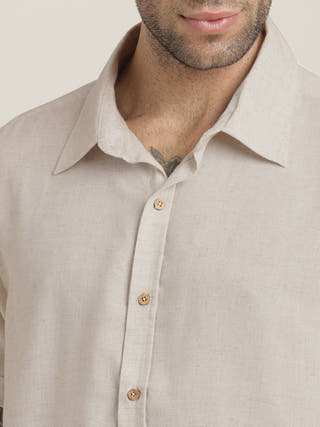 Grey Relaxed Fit Button-Down Collar Casual Shirt with Trouser Co-ord set