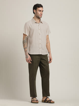 Grey Relaxed Fit Button-Down Collar Casual Shirt with Trouser Co-ord set