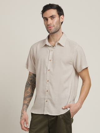 Grey Relaxed Fit Button-Down Collar Casual Shirt