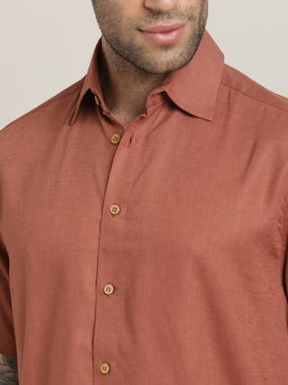Orange Relaxed Short Sleeves Relaxed Fit Shirt with Trouser Co-ord set