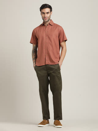 Orange Relaxed Short Sleeves Relaxed Fit Shirt with Trouser Co-ord set