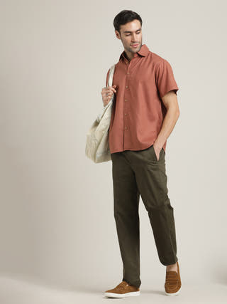 Orange Relaxed Short Sleeves Relaxed Fit Shirt with Trouser Co-ord set