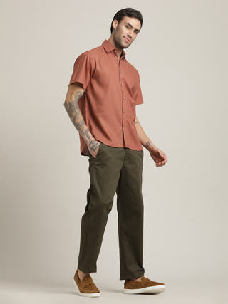 Orange Relaxed Short Sleeves Relaxed Fit Shirt with Trouser Co-ord set