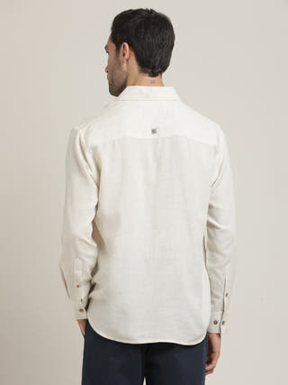 Beige Relaxed Roll-Up Sleeves Relaxed Fit Shirt