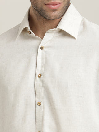 Beige Relaxed Roll-Up Sleeves Relaxed Fit Shirt
