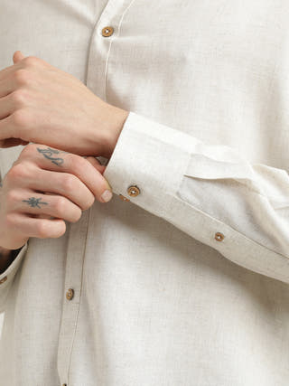 Beige Relaxed Roll-Up Sleeves Relaxed Fit Shirt