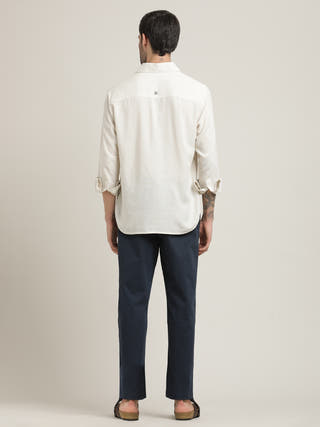 Beige Relaxed-Fit Shirt With Trousers Co-ord Set