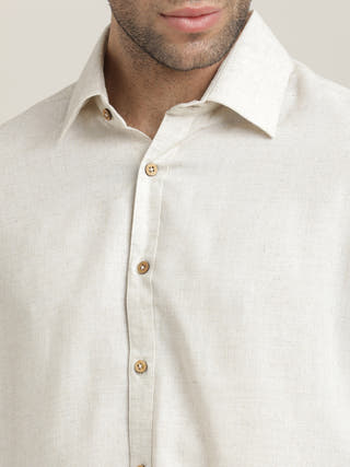 Beige Relaxed-Fit Shirt With Trousers Co-ord Set