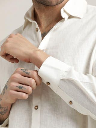 Cream Relaxed-Fit Shirt With Chino Trousers Co-ord Set