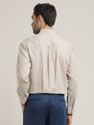 Grey Relaxed Button-Down Collar Formal Shirt